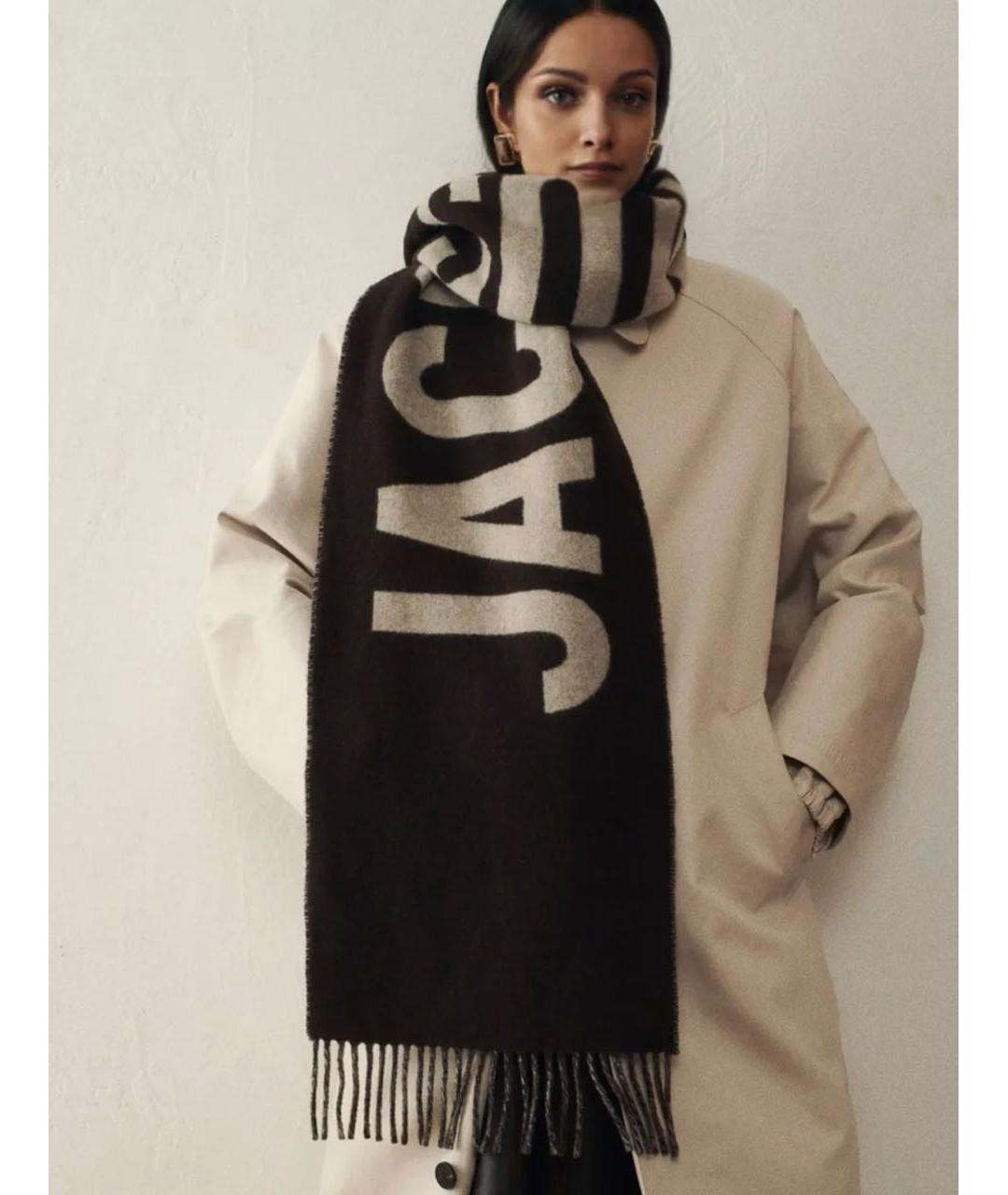 JACQUEMUS Коричневый шерстяной шарф, фото 4