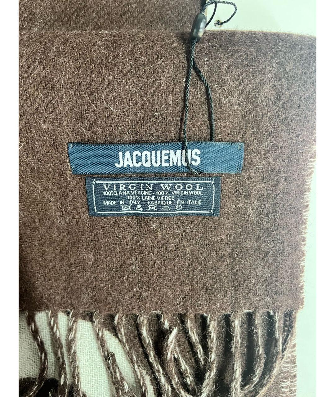JACQUEMUS Коричневый шерстяной шарф, фото 2