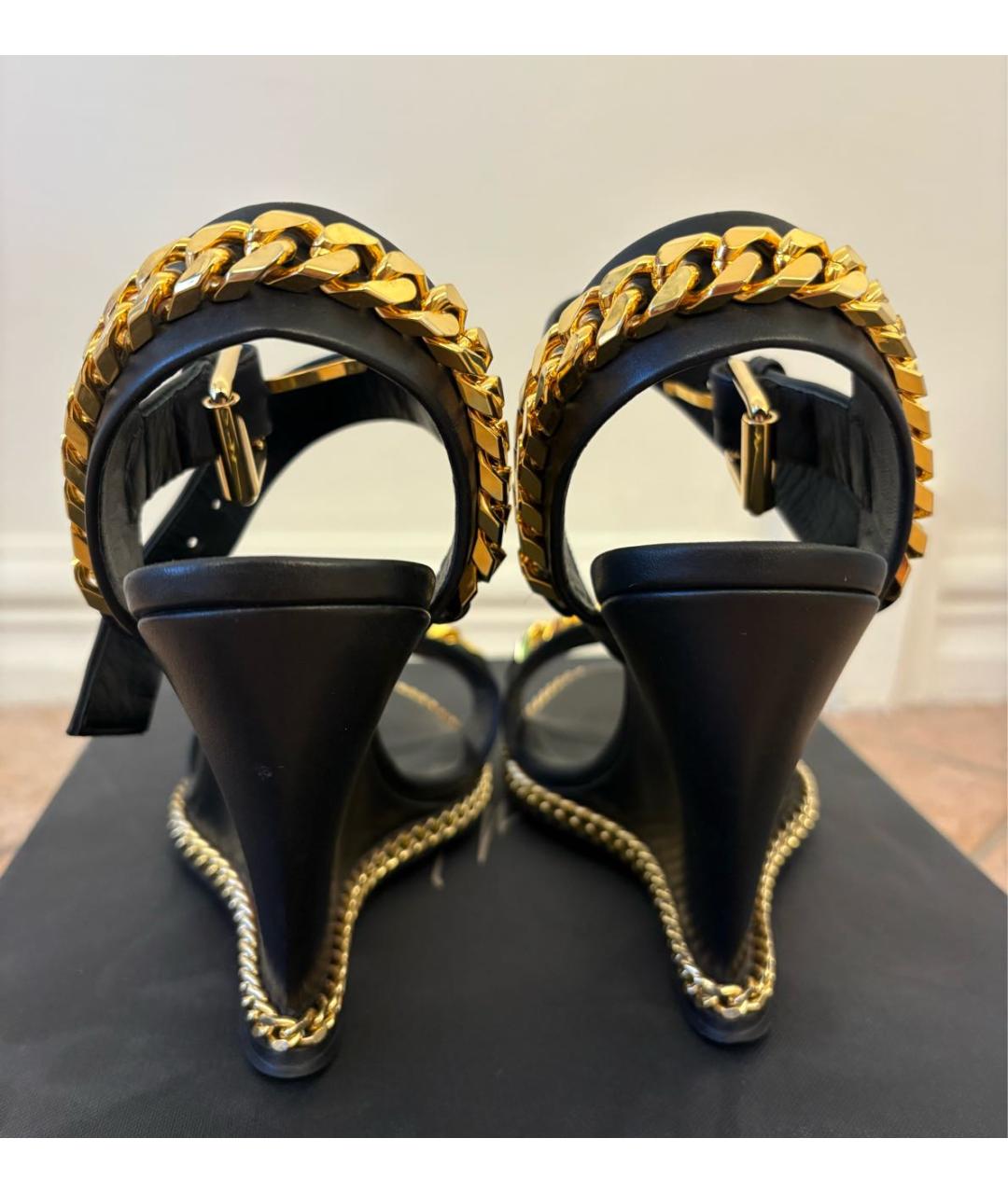 GIUSEPPE ZANOTTI DESIGN Черные кожаные босоножки, фото 3