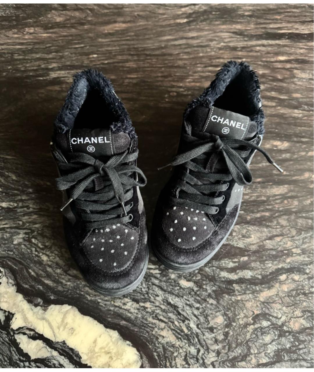 CHANEL Черные бархатные кеды, фото 2