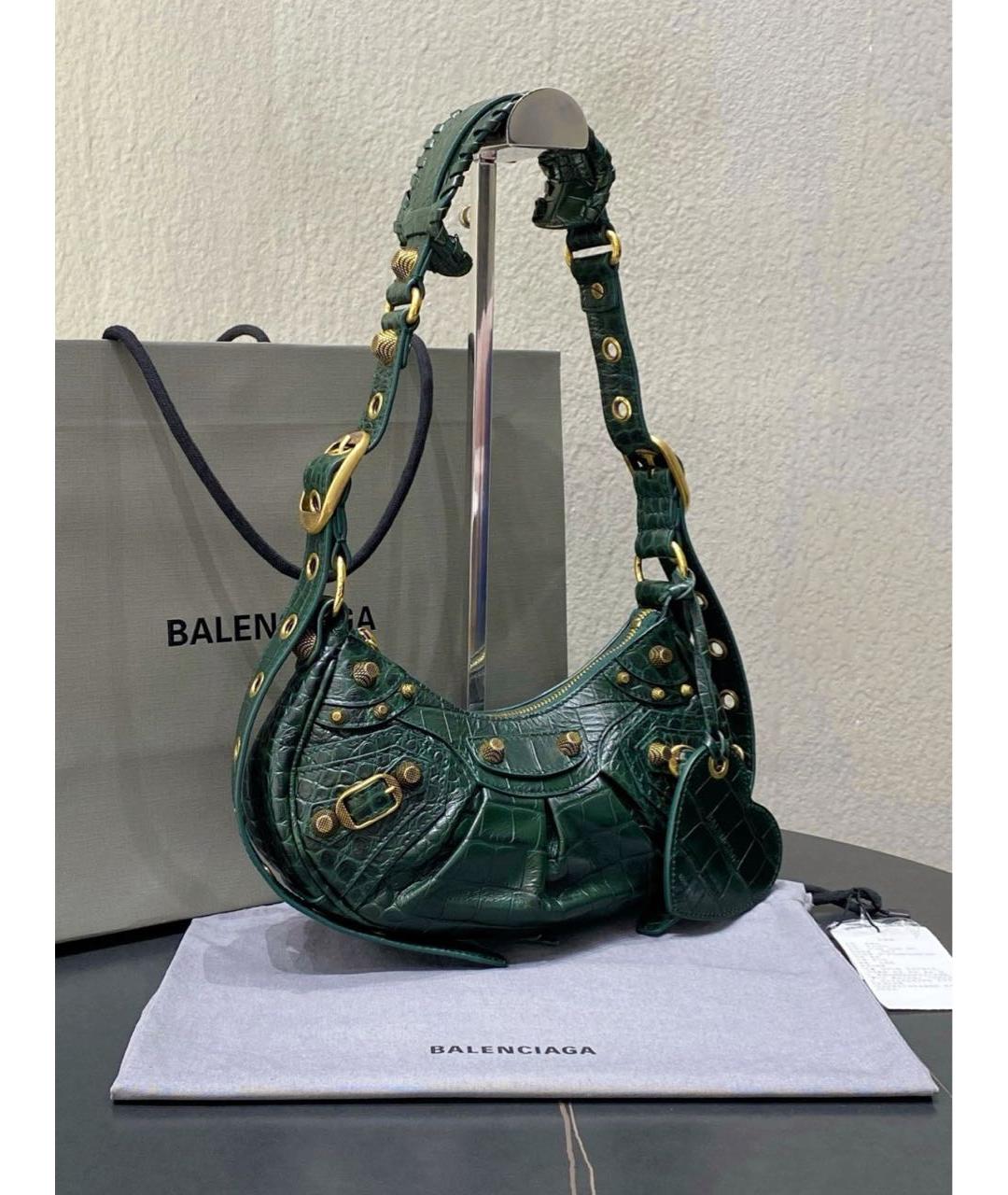 BALENCIAGA Зеленая кожаная сумка с короткими ручками, фото 2