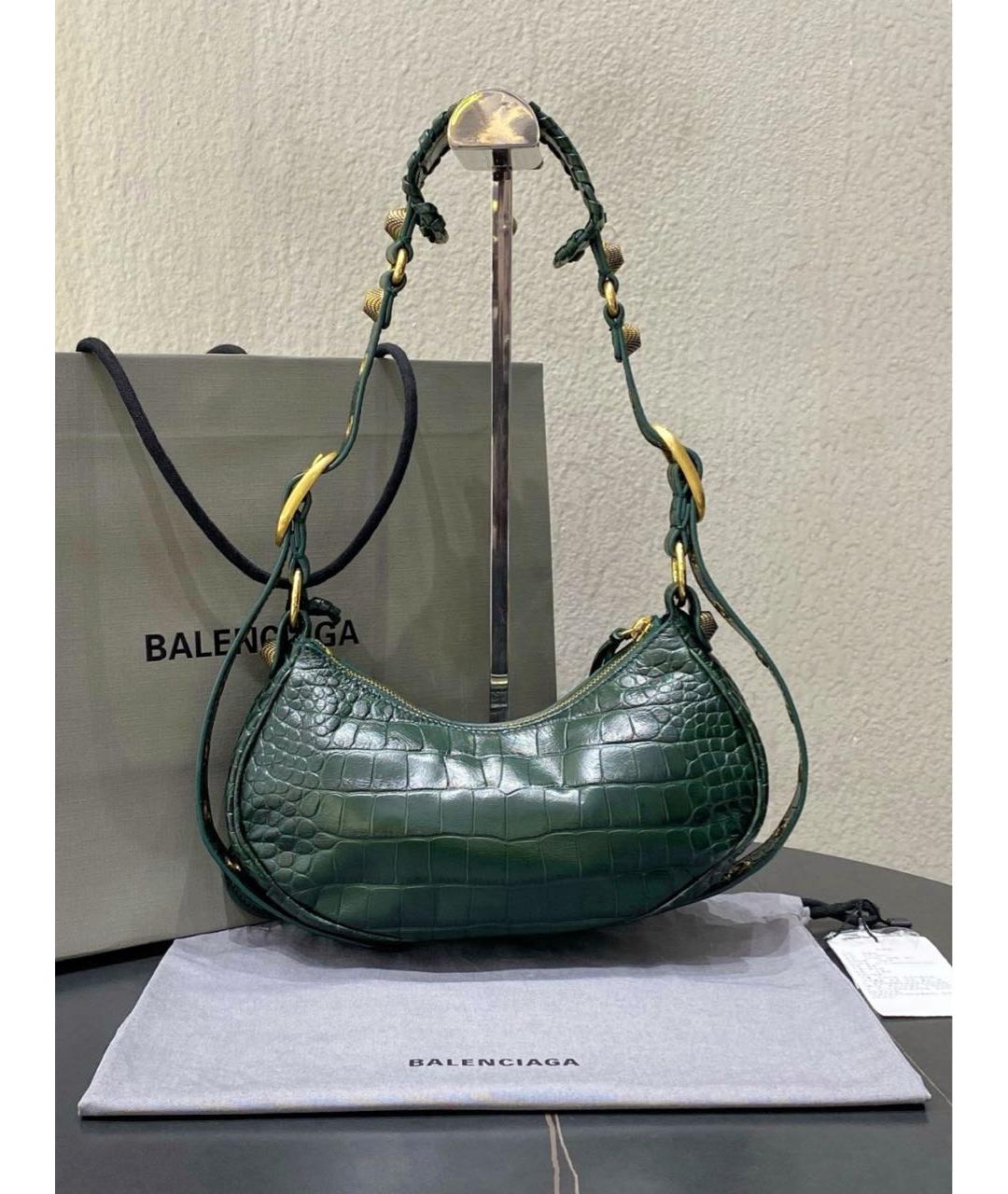 BALENCIAGA Зеленая кожаная сумка с короткими ручками, фото 3