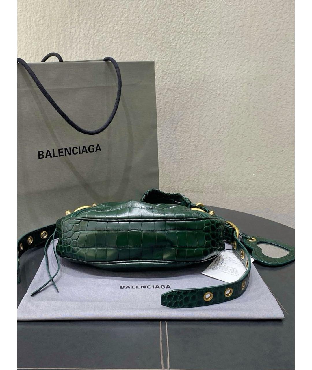 BALENCIAGA Зеленая кожаная сумка с короткими ручками, фото 5