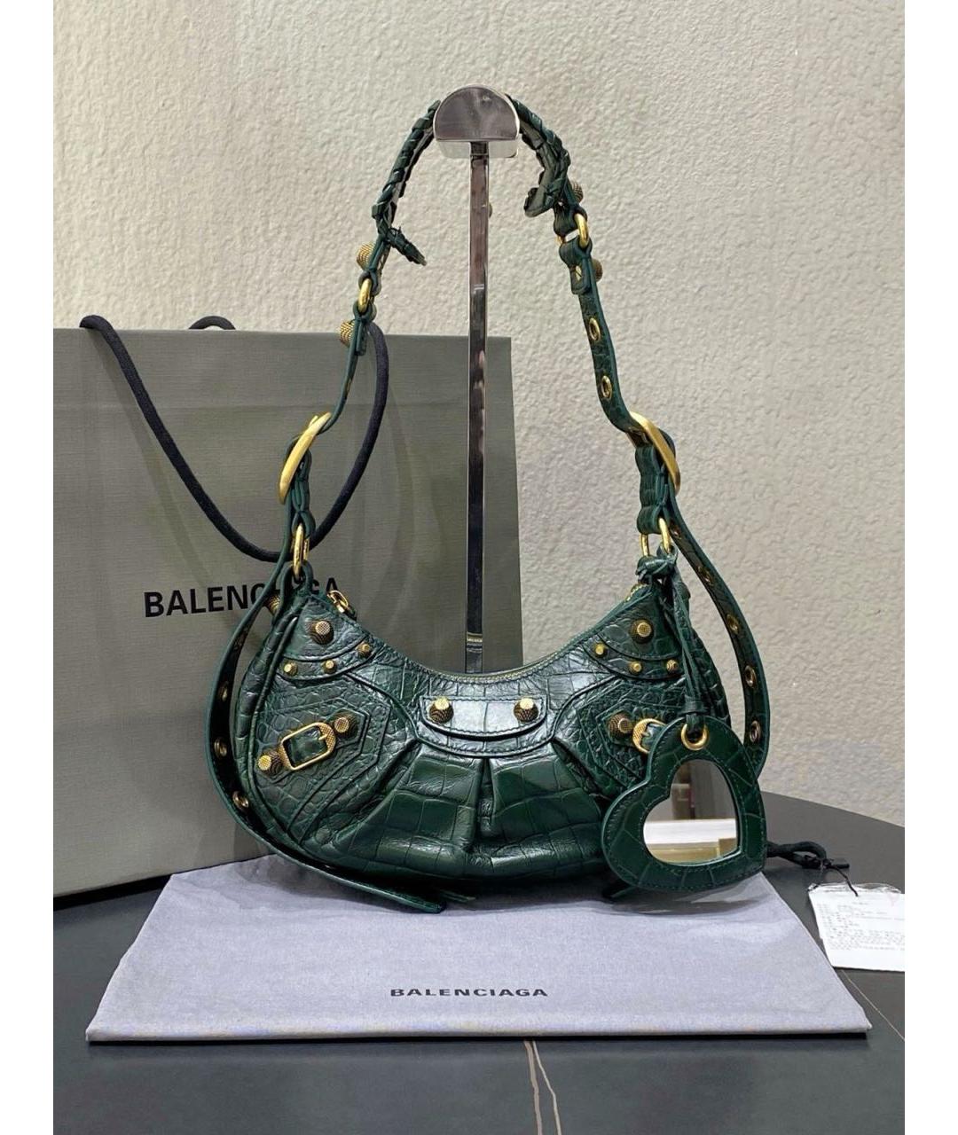 BALENCIAGA Зеленая кожаная сумка с короткими ручками, фото 8
