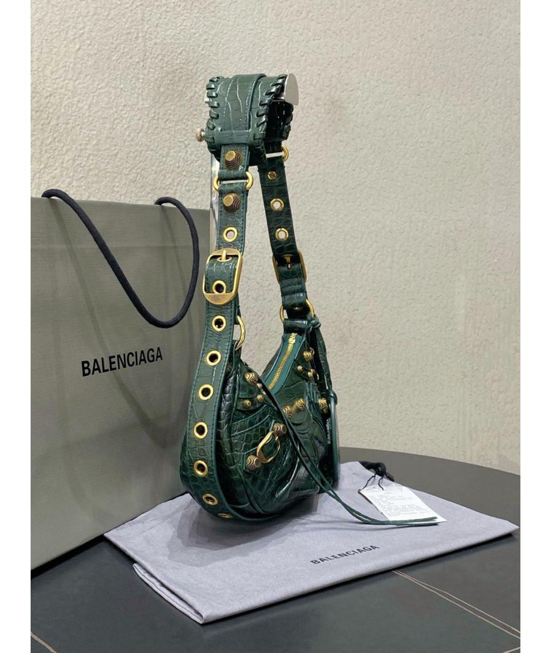 BALENCIAGA Зеленая кожаная сумка с короткими ручками, фото 4