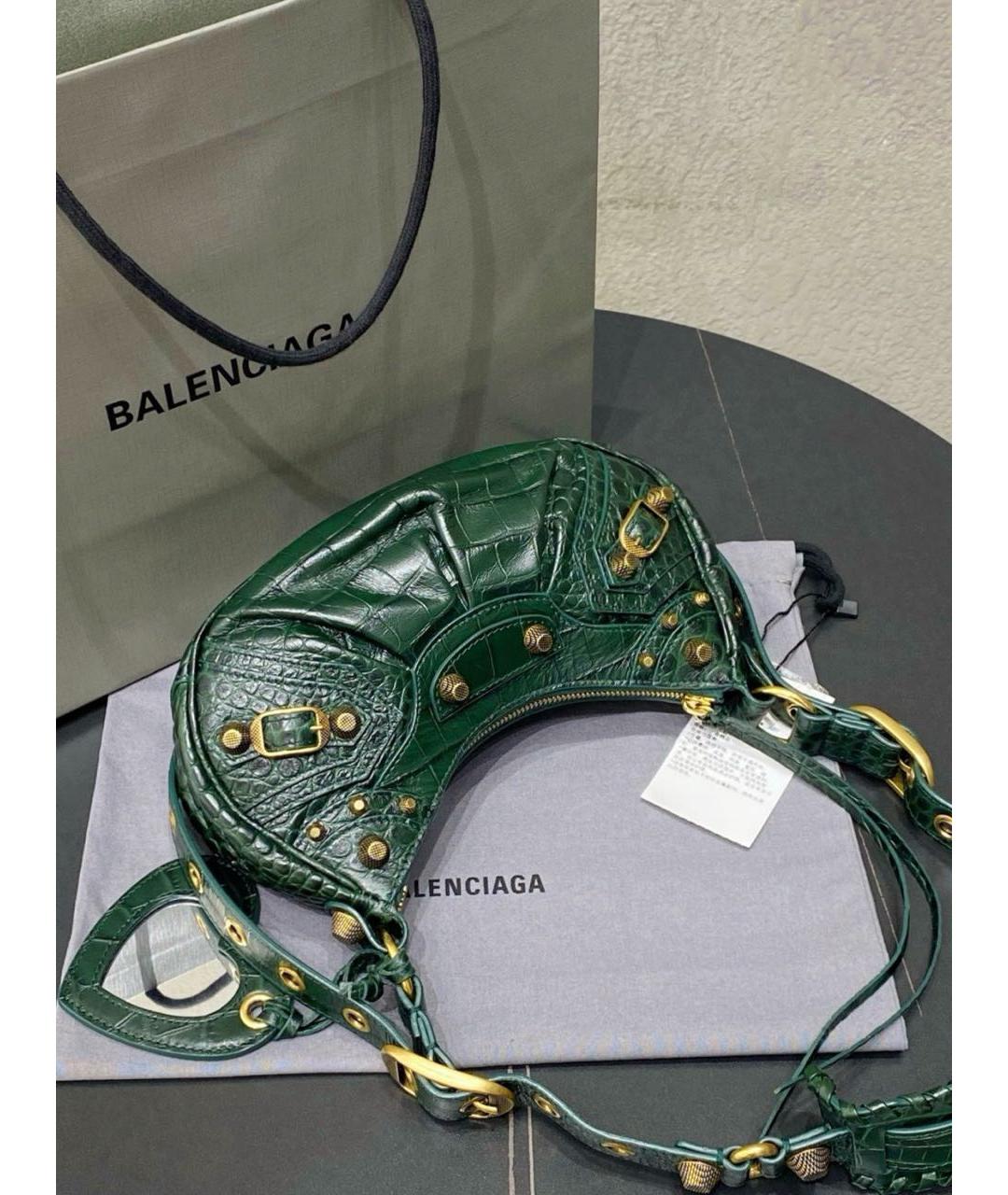 BALENCIAGA Зеленая кожаная сумка с короткими ручками, фото 6