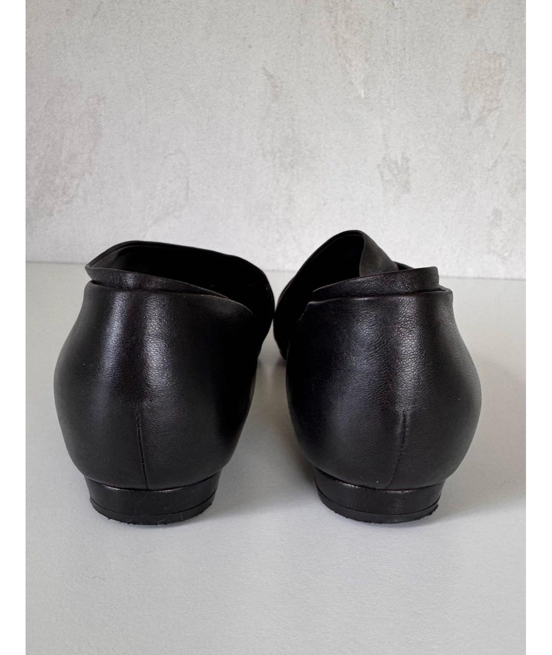 LANVIN Черные кожаные лодочки на низком каблуке, фото 4