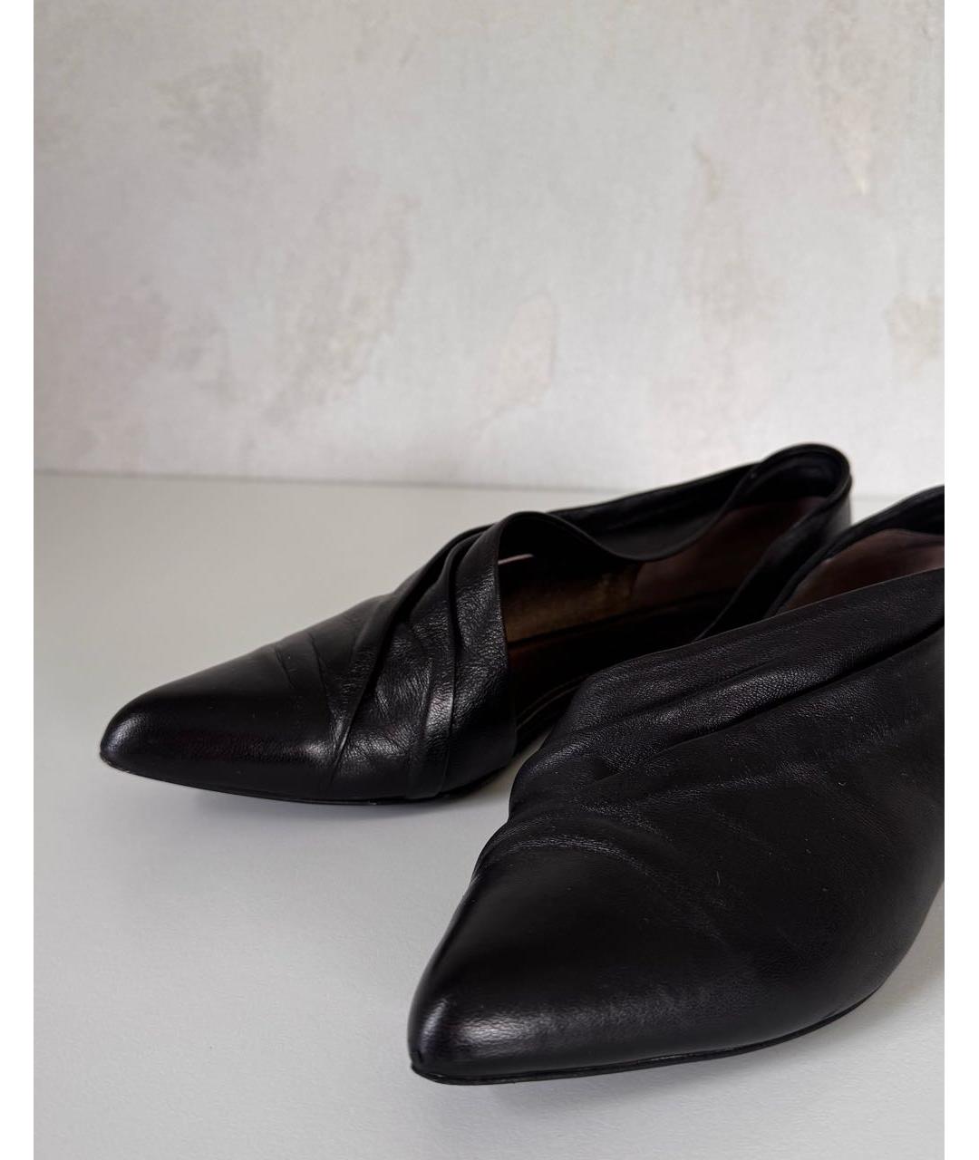 LANVIN Черные кожаные лодочки на низком каблуке, фото 5