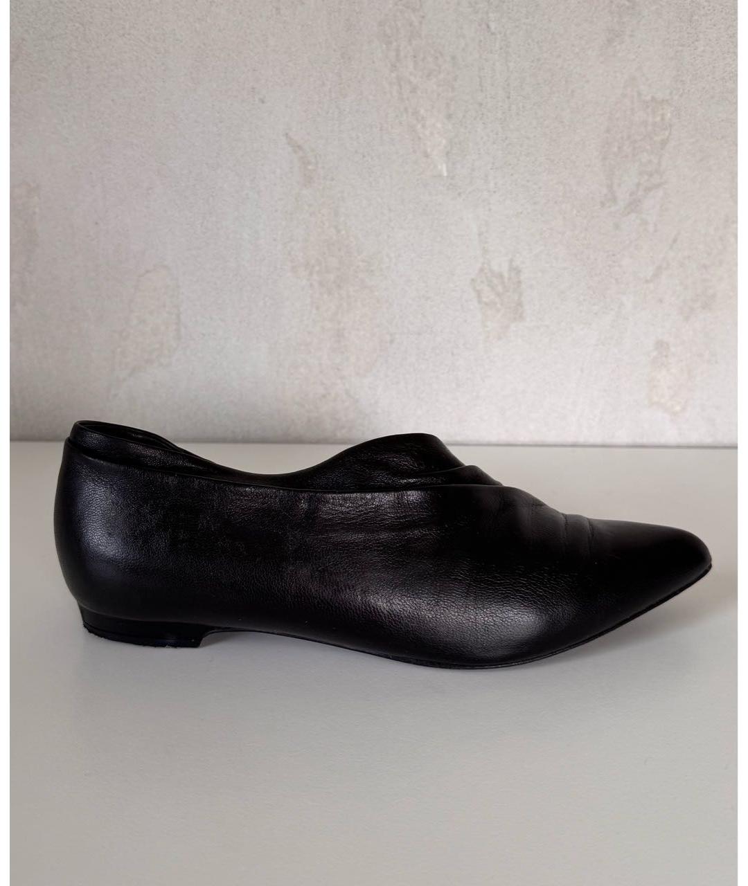 LANVIN Черные кожаные лодочки на низком каблуке, фото 8