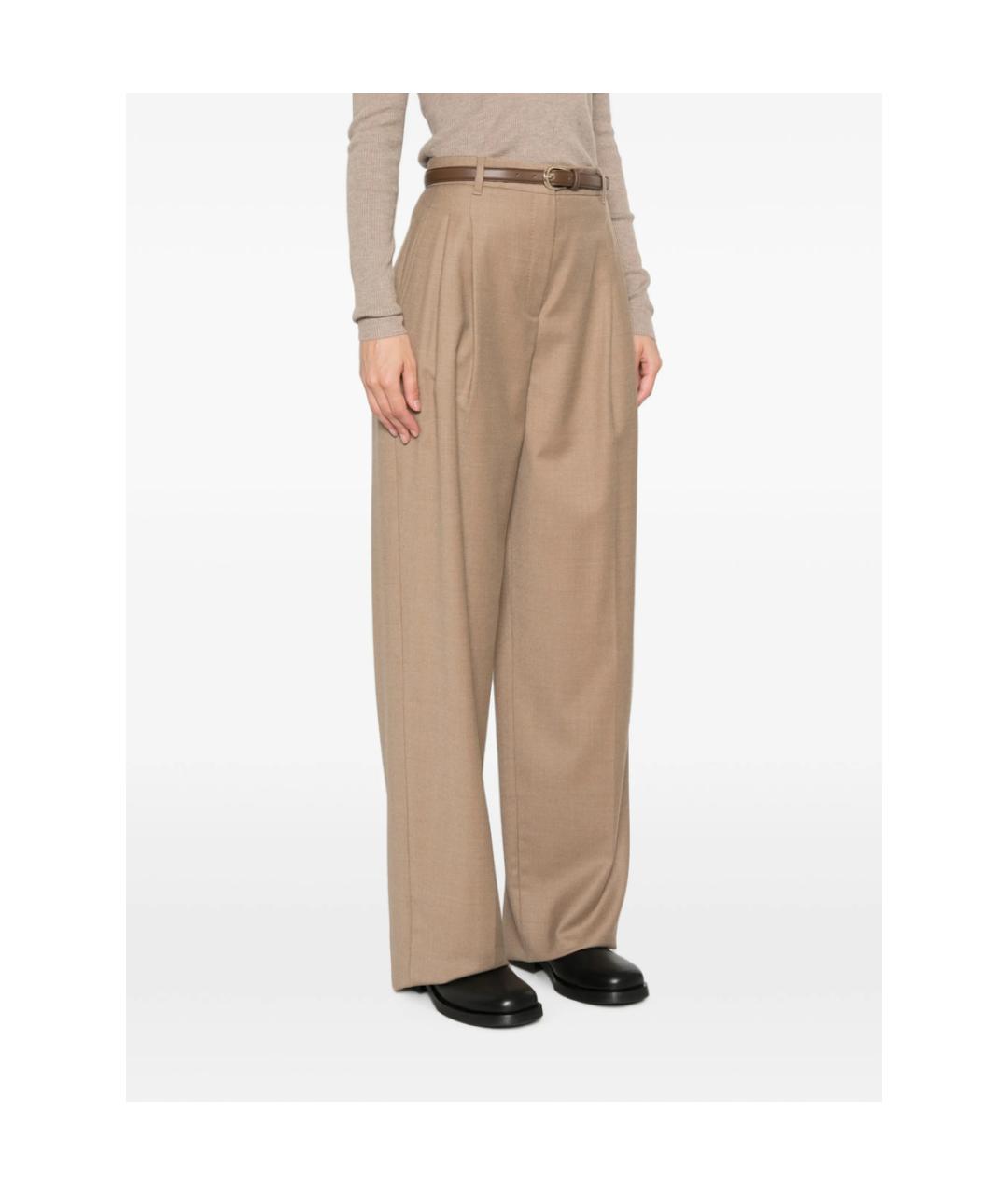 MAX MARA STUDIO Бежевые прямые брюки, фото 3