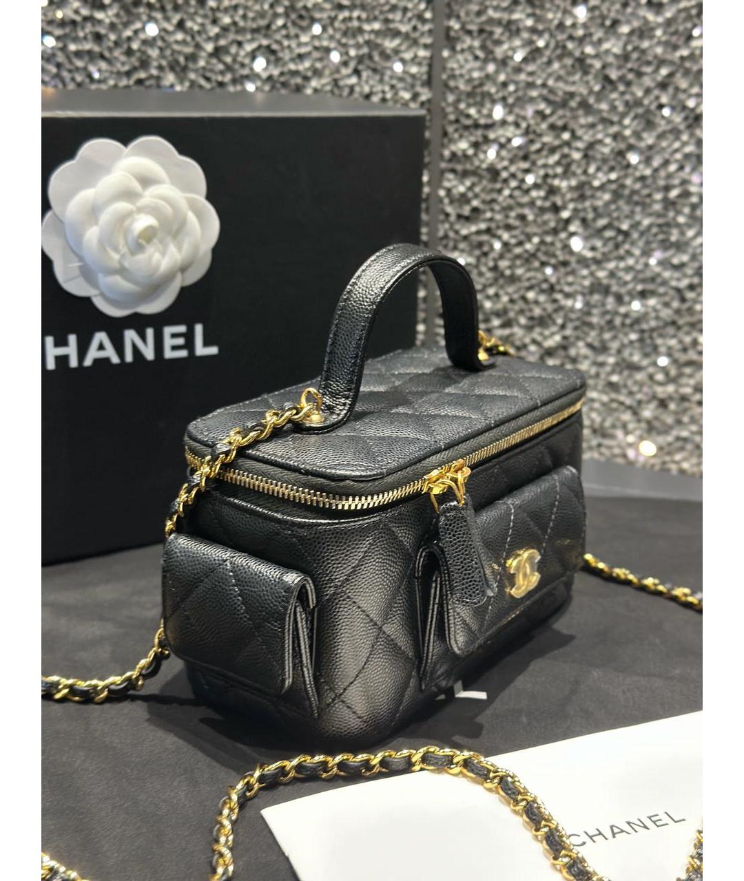 CHANEL Черная кожаная сумка с короткими ручками, фото 2