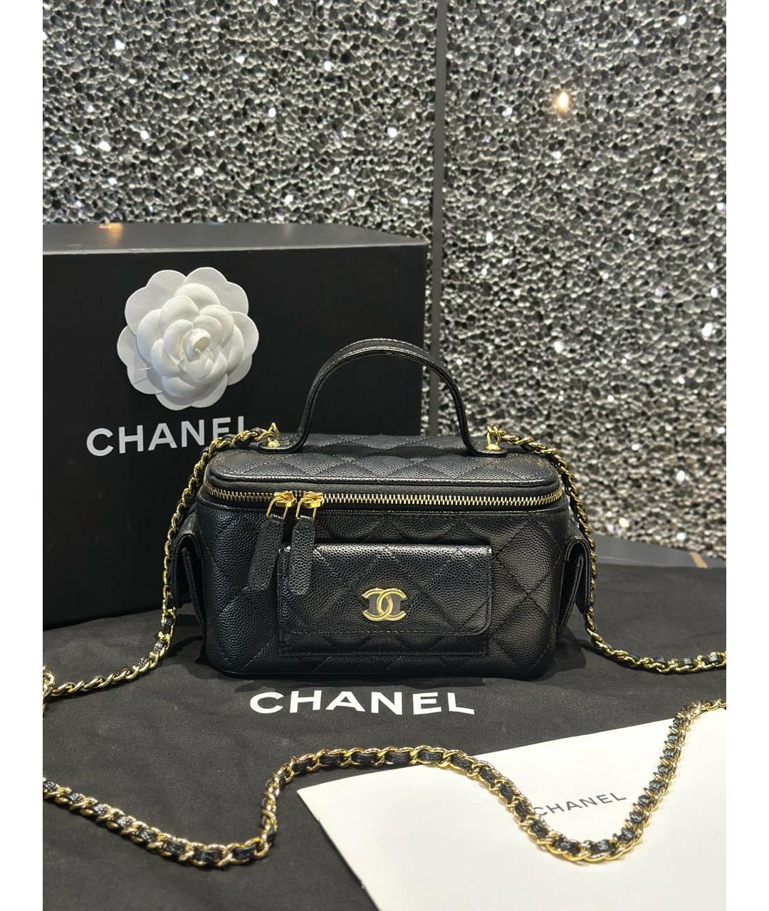 CHANEL Черная кожаная сумка с короткими ручками, фото 7