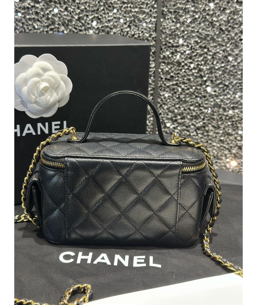 CHANEL Черная кожаная сумка с короткими ручками, фото 5