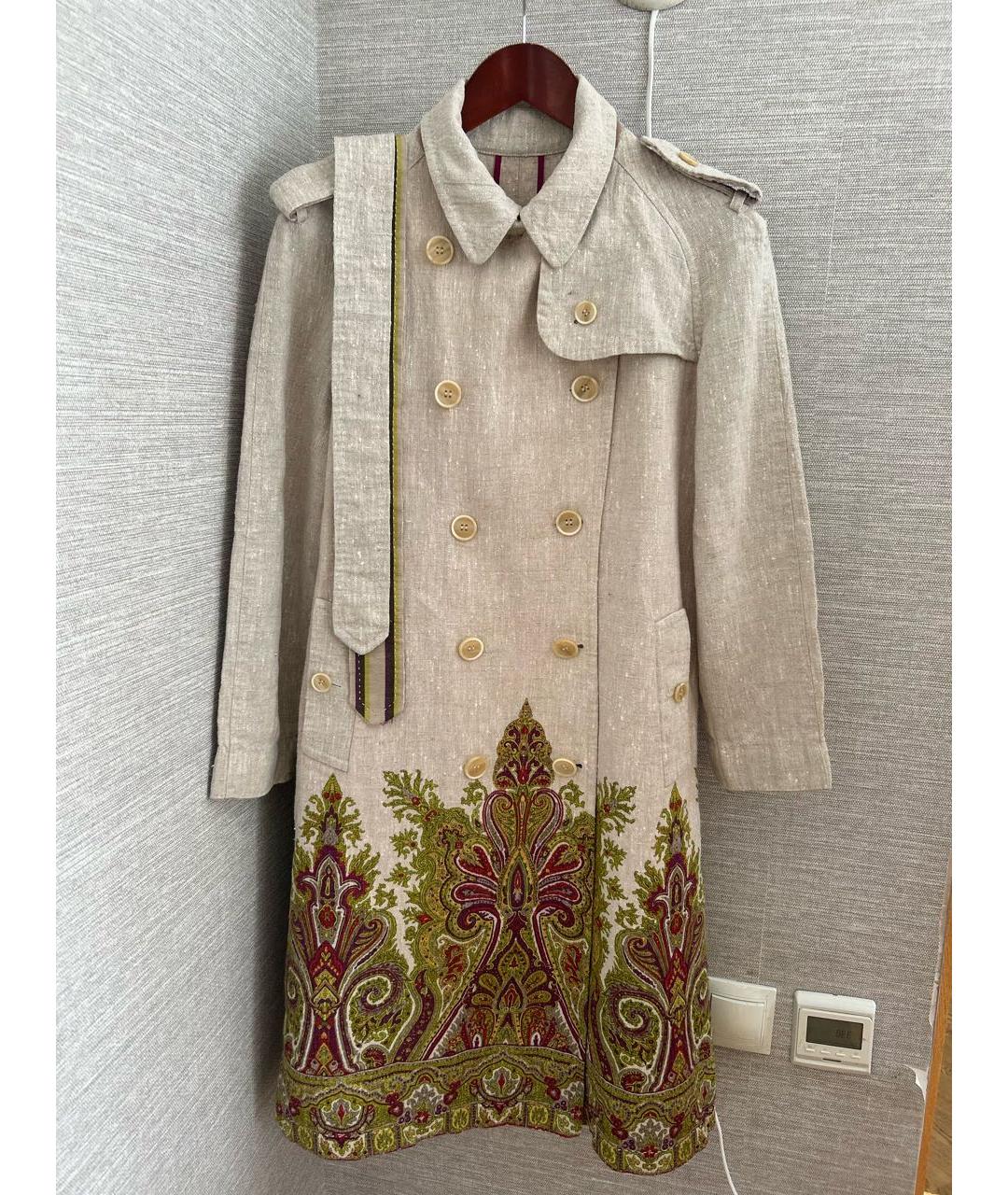 ETRO Бежевое льняное пальто, фото 9