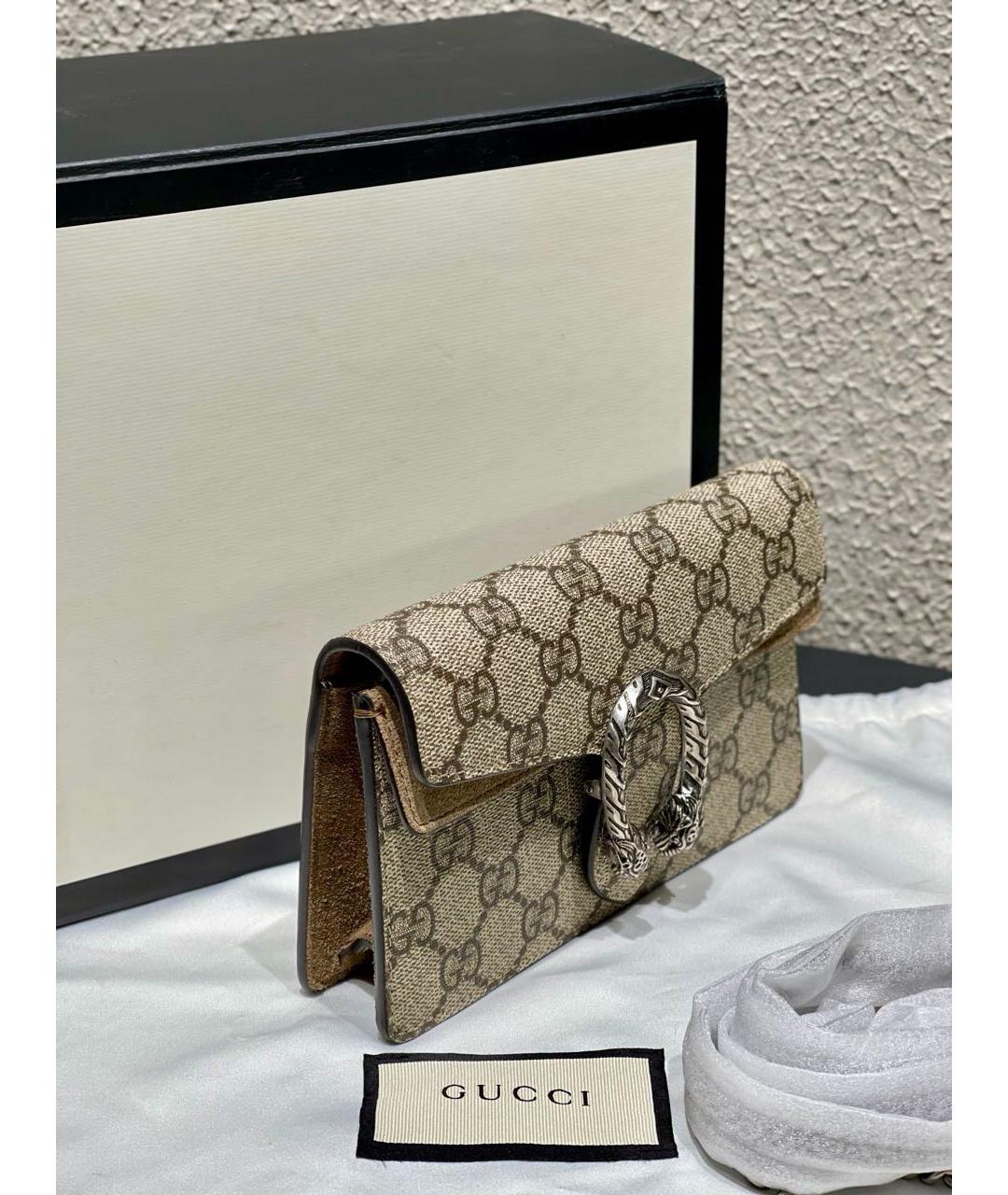 GUCCI Бежевая сумка через плечо из канвы, фото 3