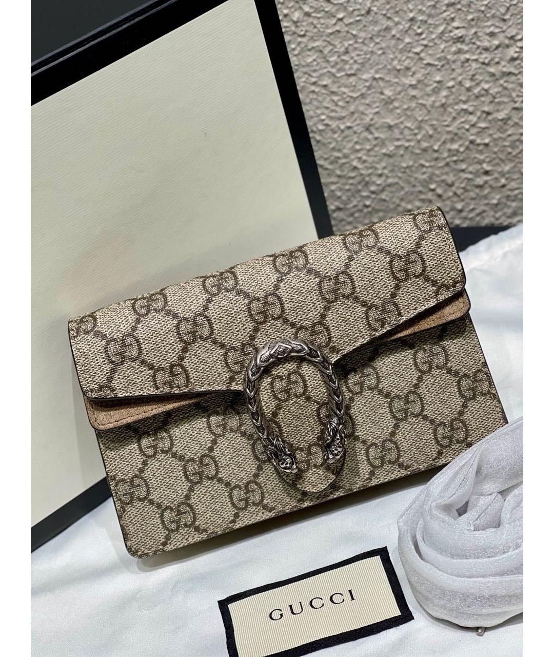 GUCCI Бежевая сумка через плечо из канвы, фото 2