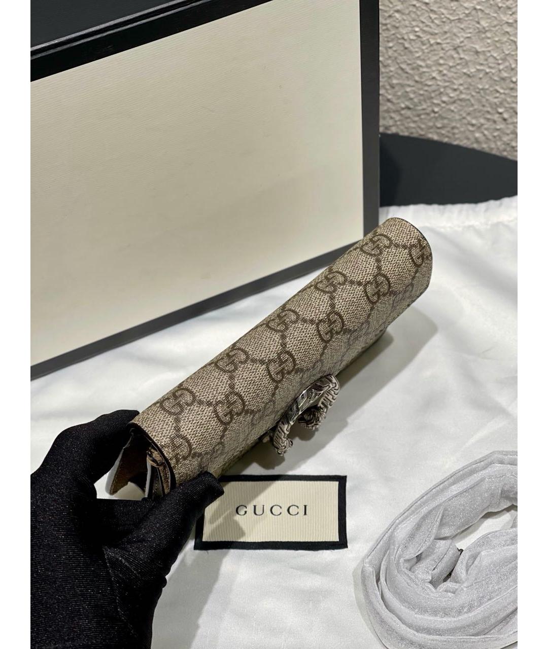 GUCCI Бежевая сумка через плечо из канвы, фото 7