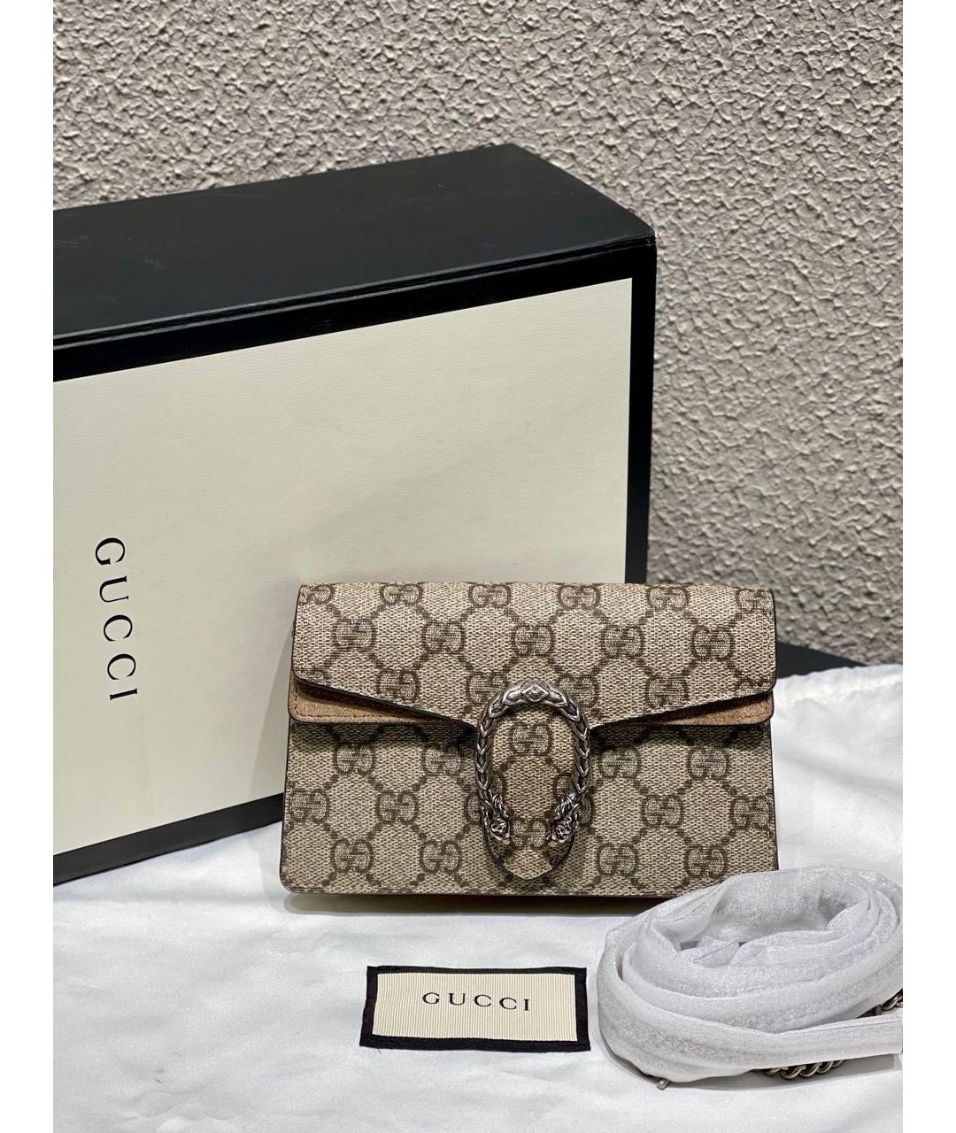 GUCCI Бежевая сумка через плечо из канвы, фото 9