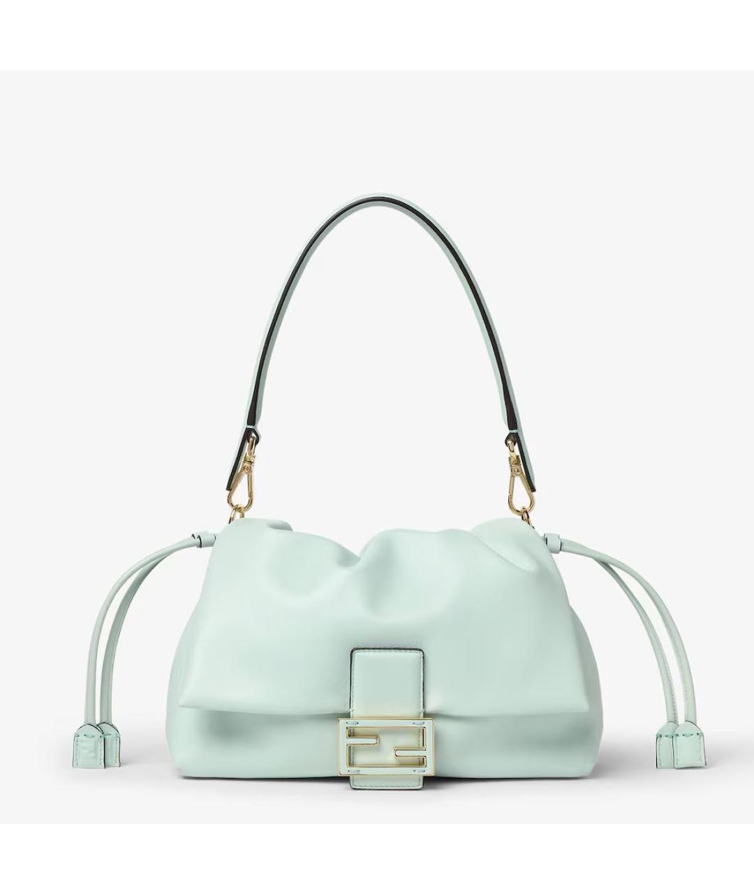 FENDI Бирюзовая кожаная сумка с короткими ручками, фото 6
