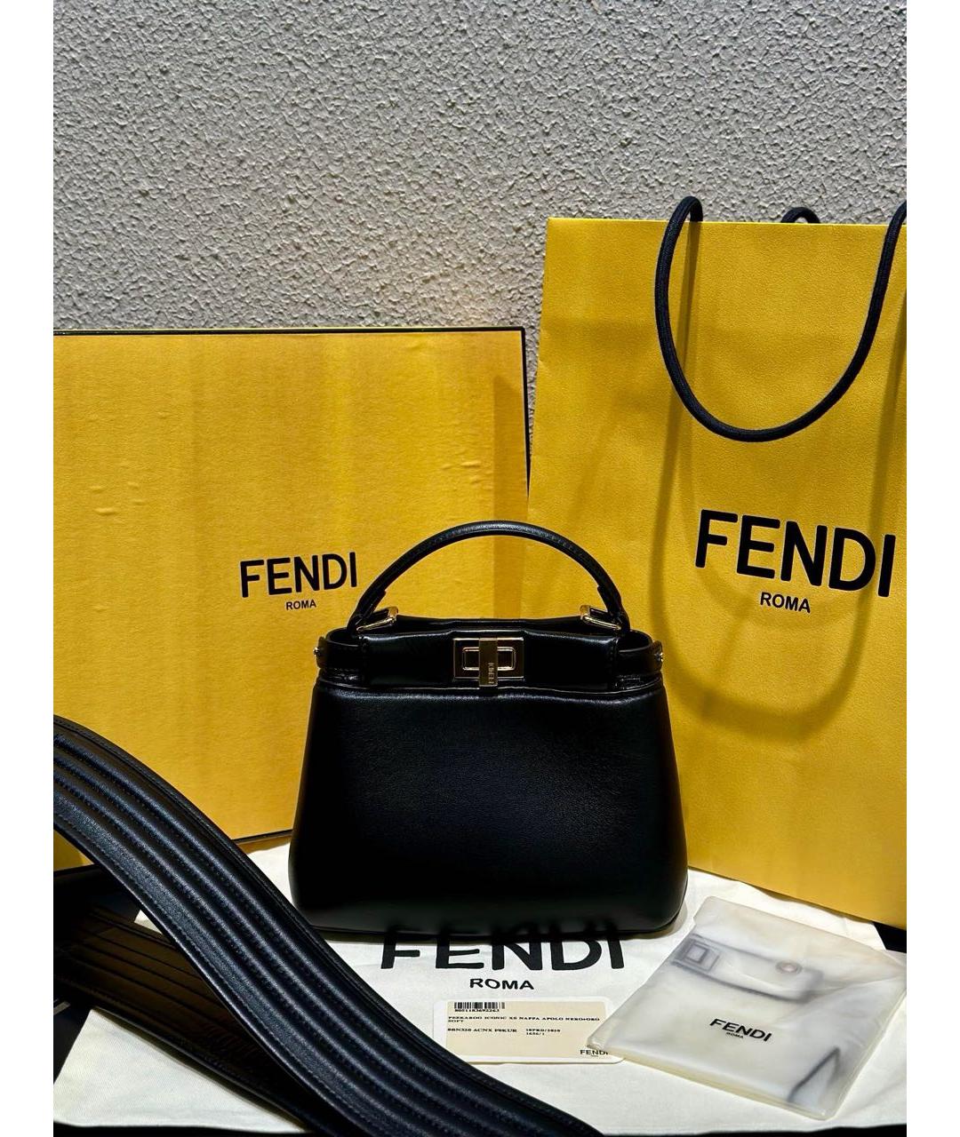 FENDI Черная кожаная сумка через плечо, фото 2