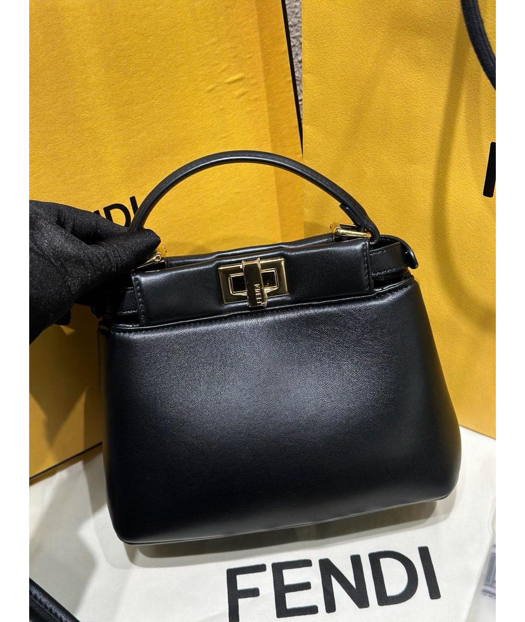 FENDI Черная кожаная сумка через плечо, фото 3