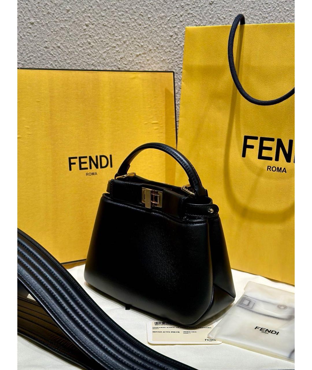 FENDI Черная кожаная сумка через плечо, фото 4
