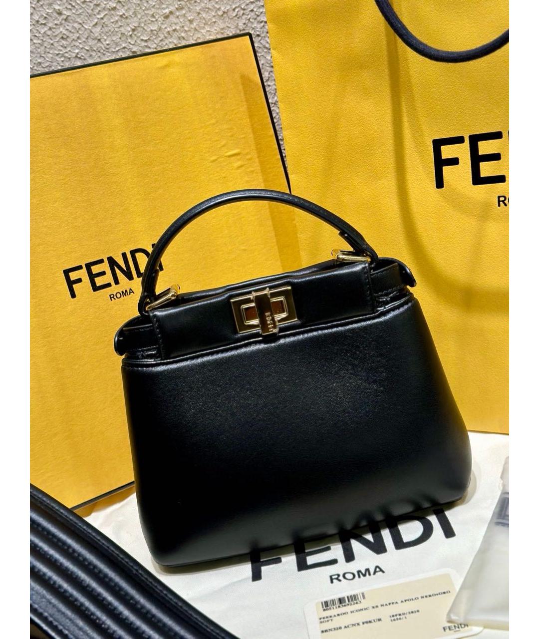 FENDI Черная кожаная сумка через плечо, фото 9