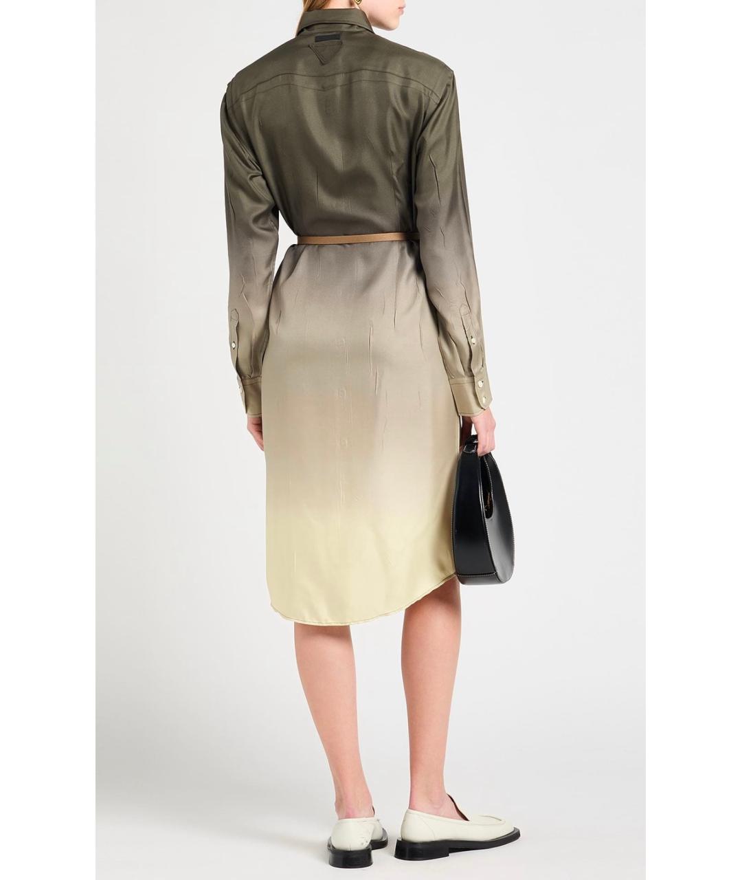 PRADA Зеленое шелковое повседневное платье, фото 3