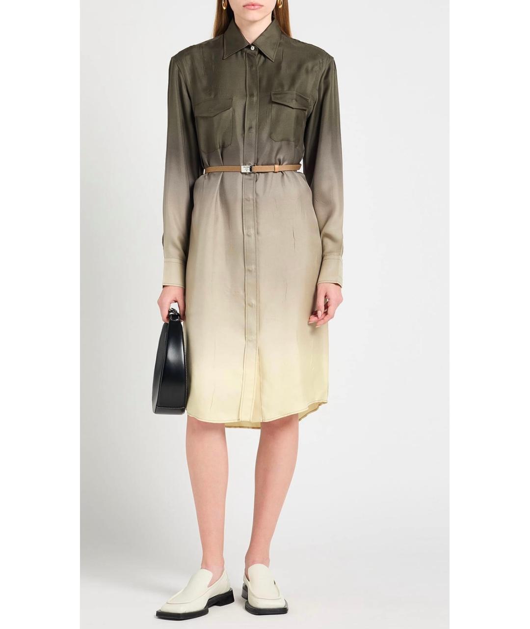 PRADA Зеленое шелковое повседневное платье, фото 2
