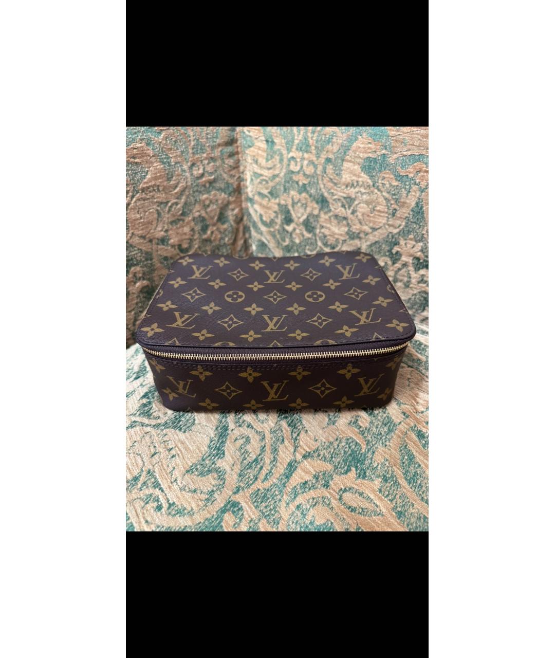 LOUIS VUITTON Коричневая косметичка из канвы, фото 9