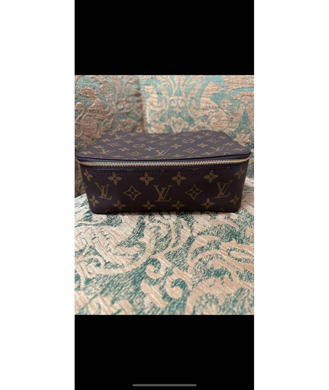 LOUIS VUITTON Коричневая косметичка из канвы, фото 8