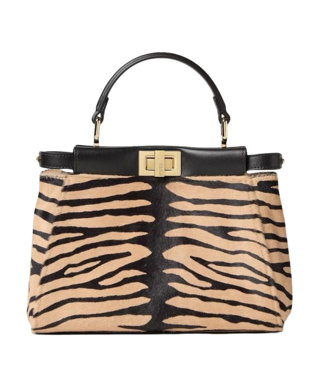 FENDI Бежевая кожаная сумка через плечо, фото 1