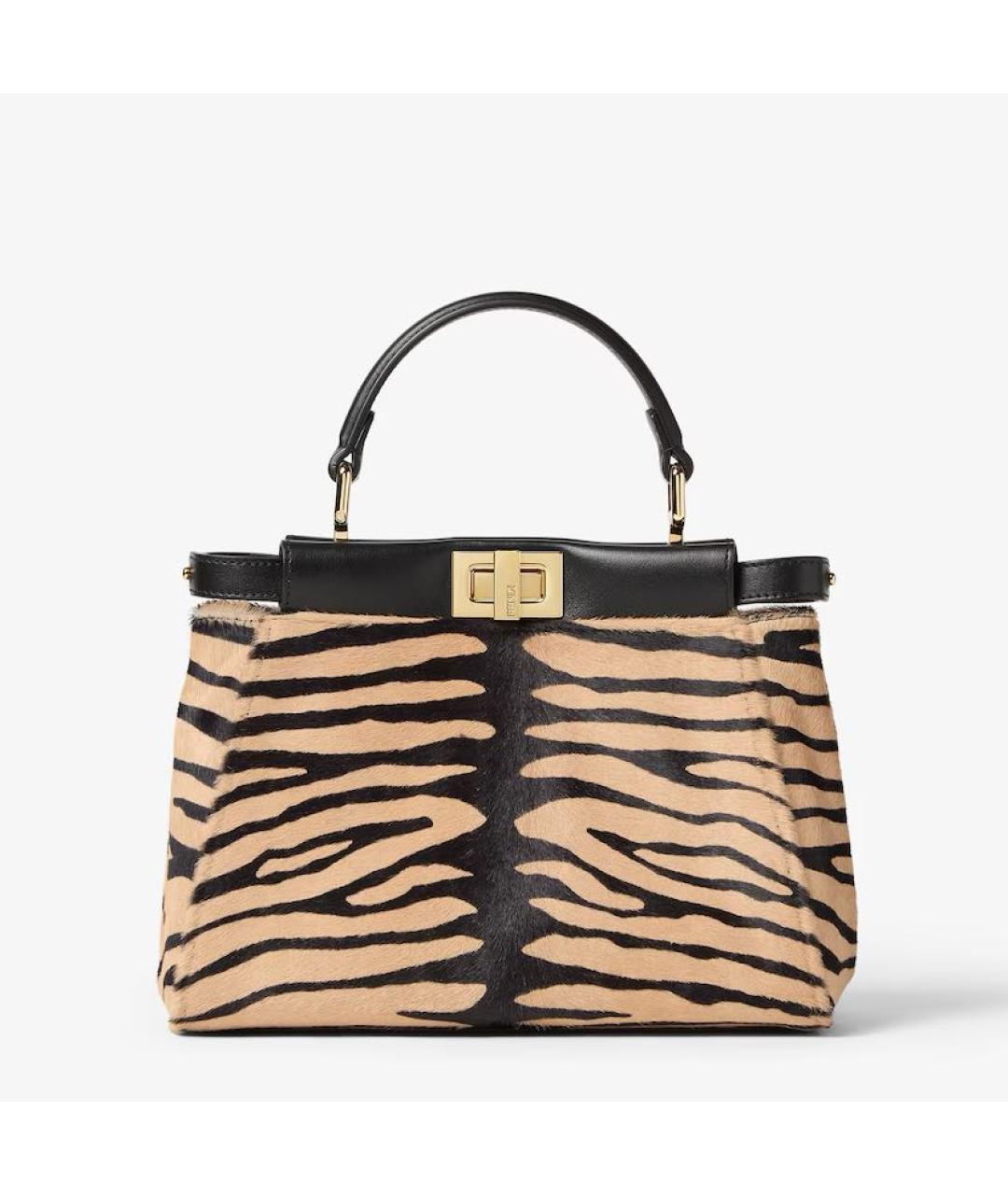 FENDI Бежевая кожаная сумка через плечо, фото 5