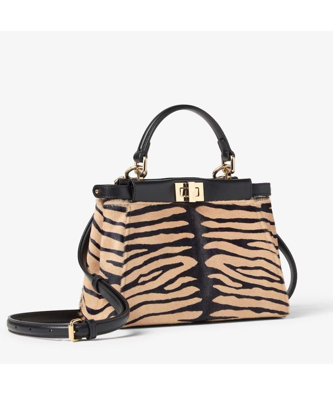 FENDI Бежевая кожаная сумка через плечо, фото 2