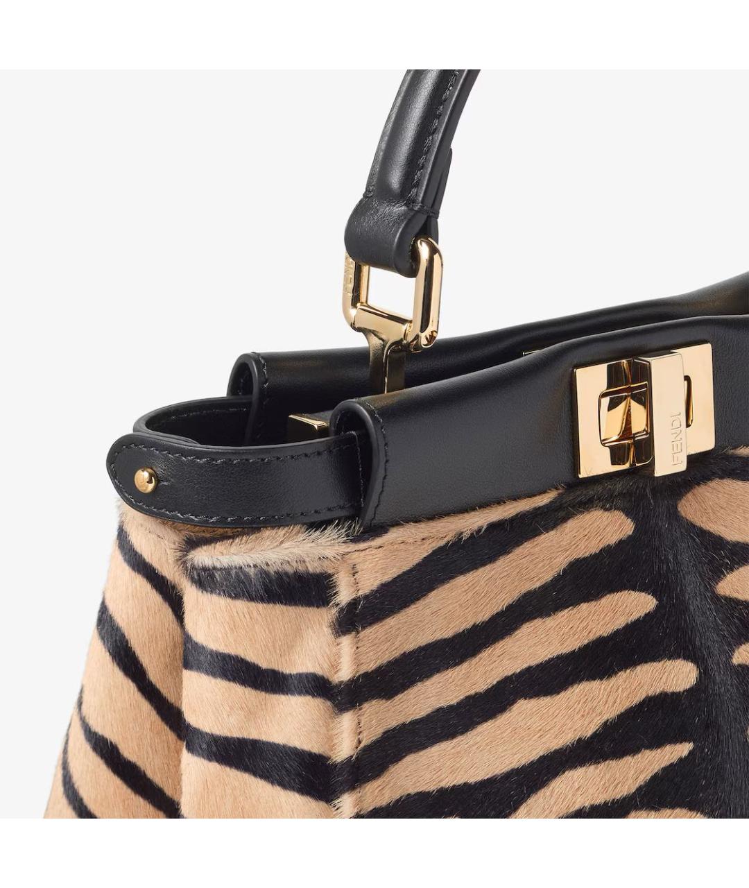 FENDI Бежевая кожаная сумка через плечо, фото 4