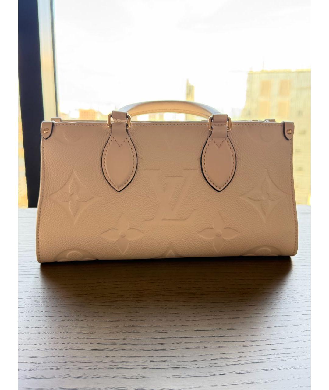 LOUIS VUITTON Бежевая кожаная сумка тоут, фото 3
