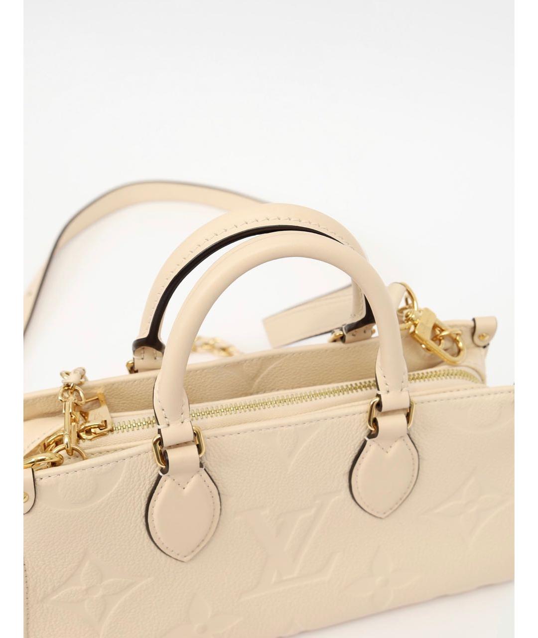 LOUIS VUITTON Бежевая кожаная сумка тоут, фото 6