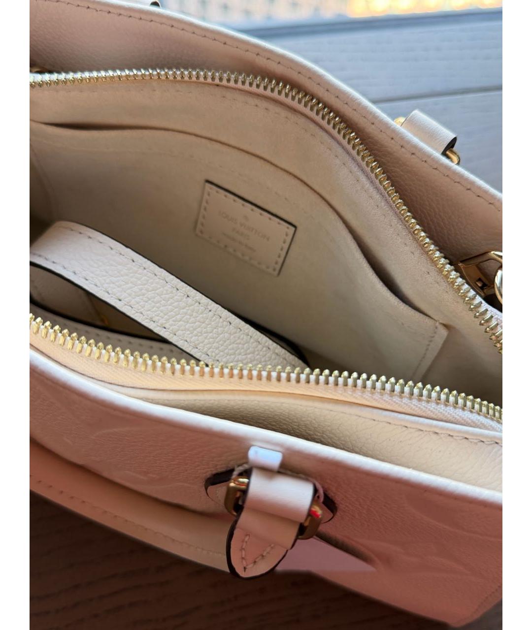 LOUIS VUITTON Бежевая кожаная сумка тоут, фото 4