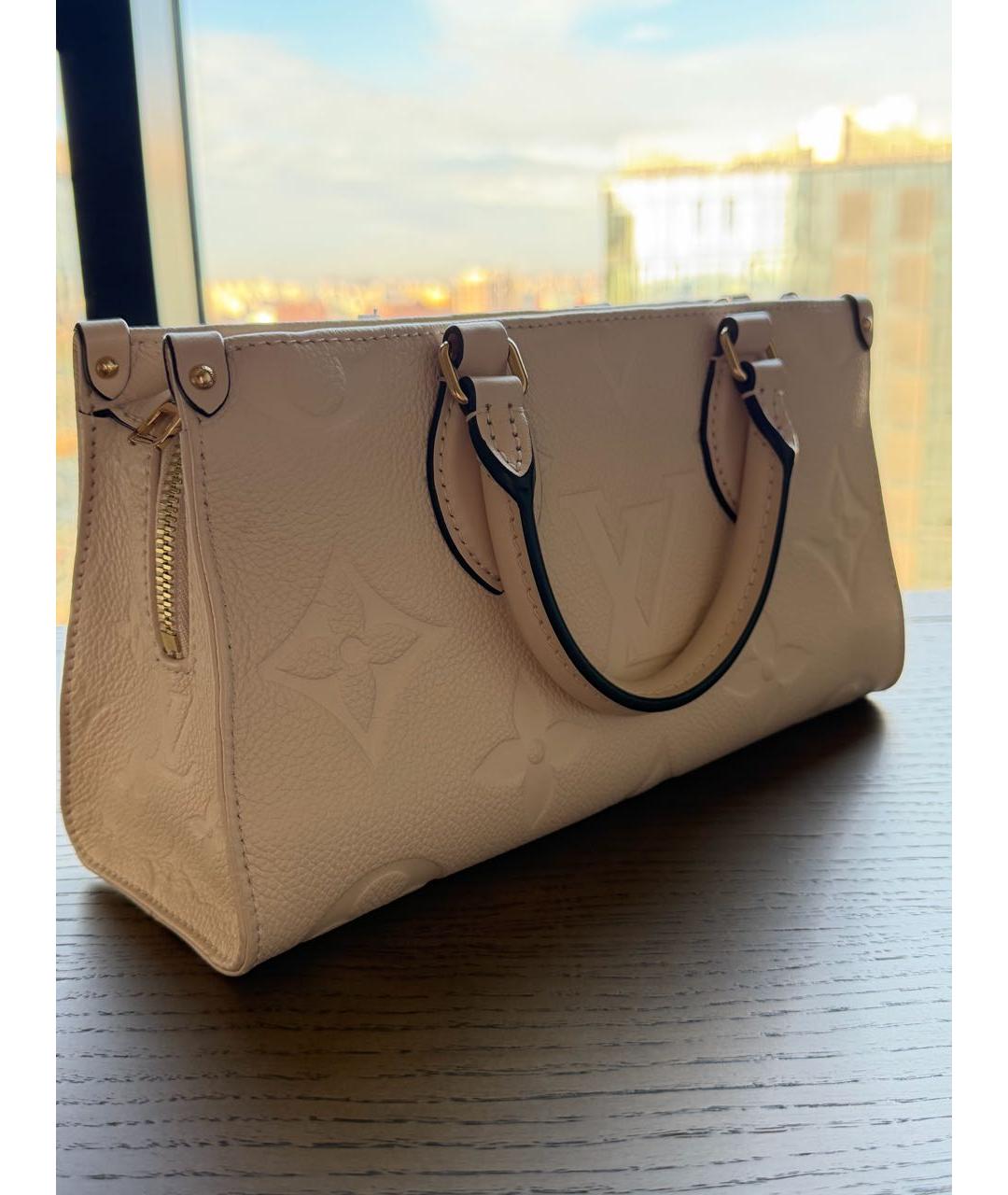 LOUIS VUITTON Бежевая кожаная сумка тоут, фото 2