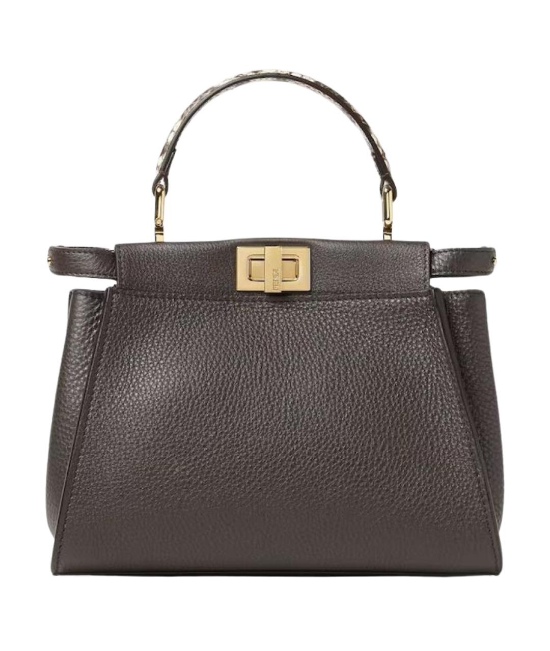 FENDI Коричневая кожаная сумка через плечо, фото 1