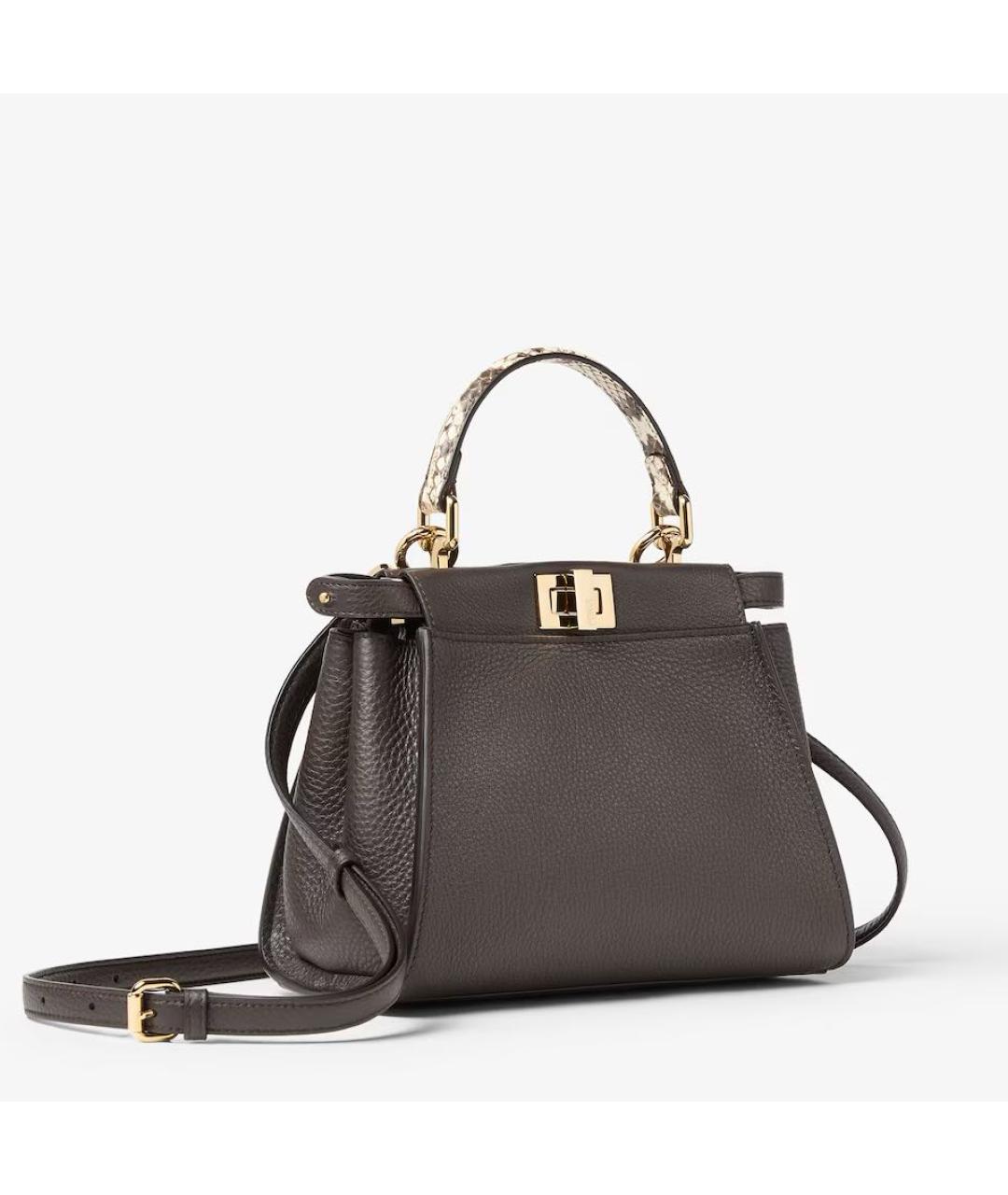 FENDI Коричневая кожаная сумка через плечо, фото 2
