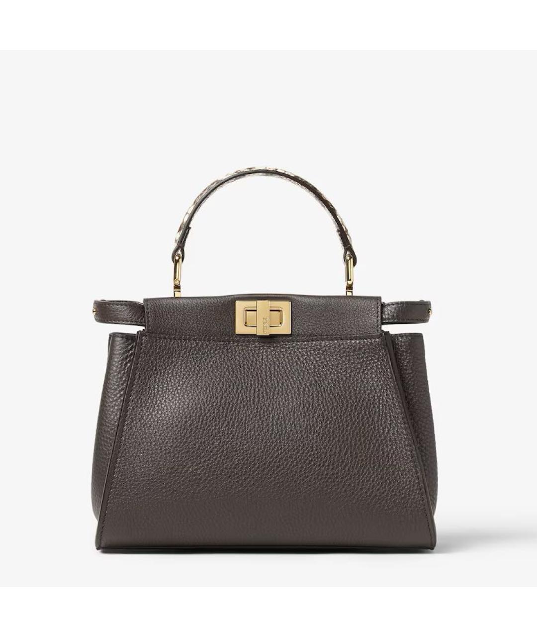 FENDI Коричневая кожаная сумка через плечо, фото 5