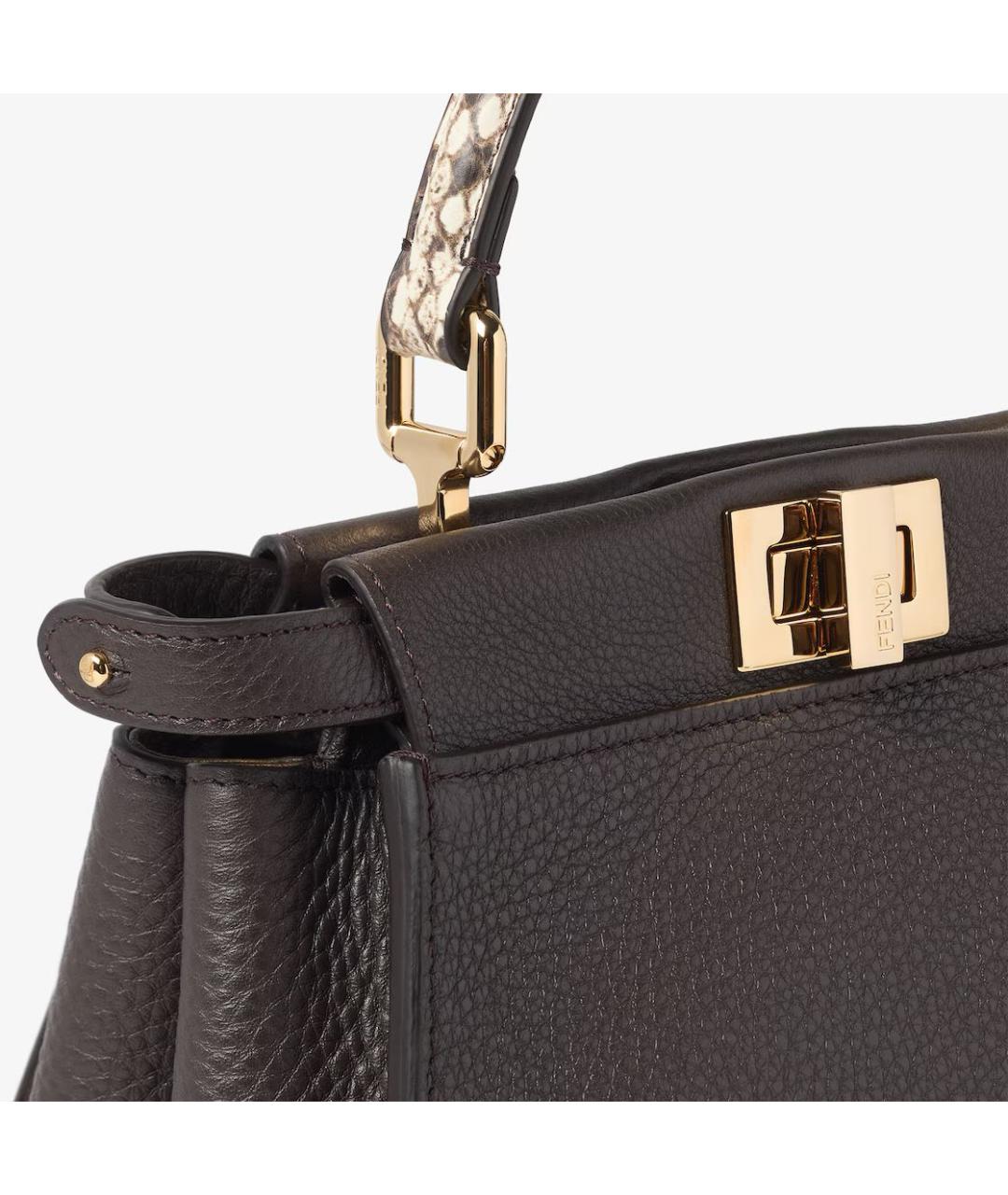 FENDI Коричневая кожаная сумка через плечо, фото 4