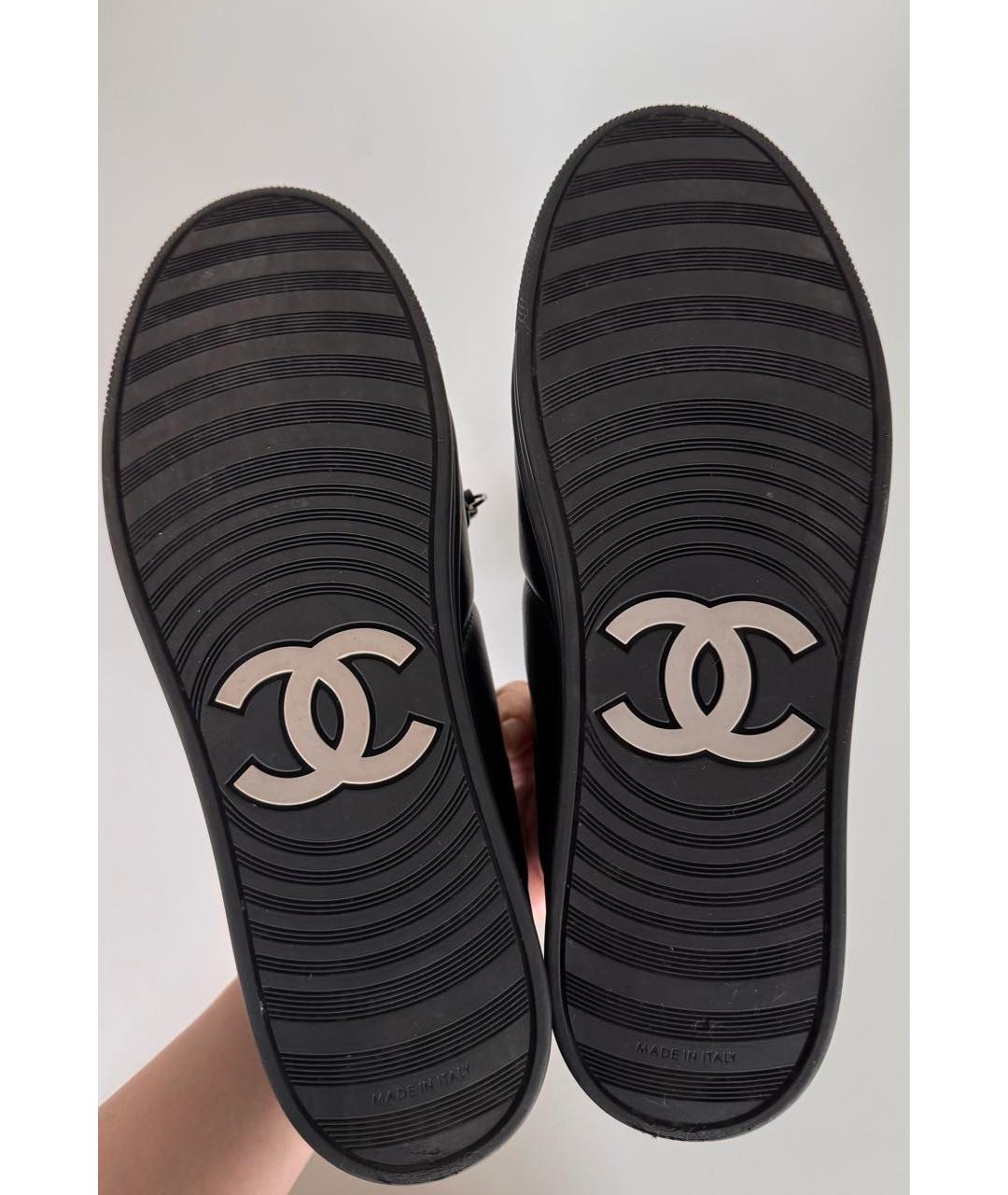 CHANEL Черные кожаные кеды, фото 5