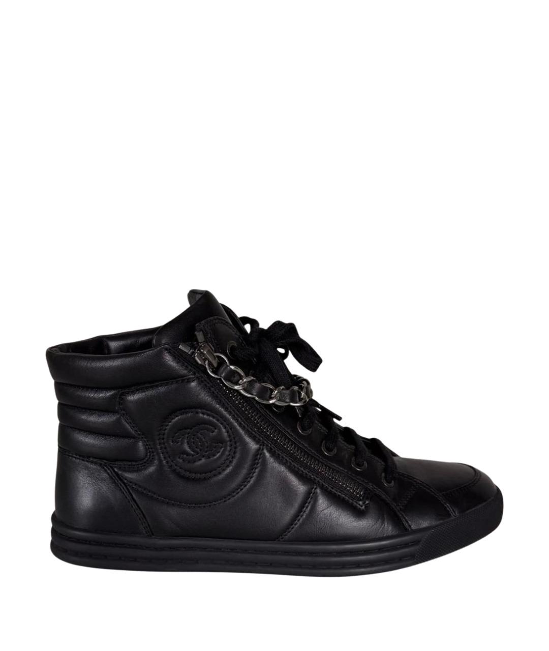 CHANEL Черные кожаные кеды, фото 1