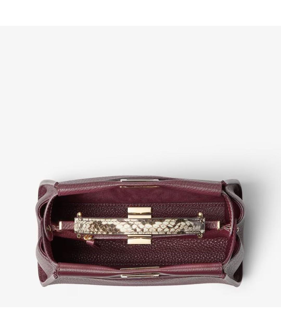 FENDI Бордовая кожаная сумка через плечо, фото 3