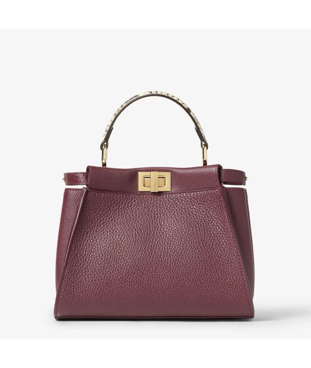 FENDI Бордовая кожаная сумка через плечо, фото 5