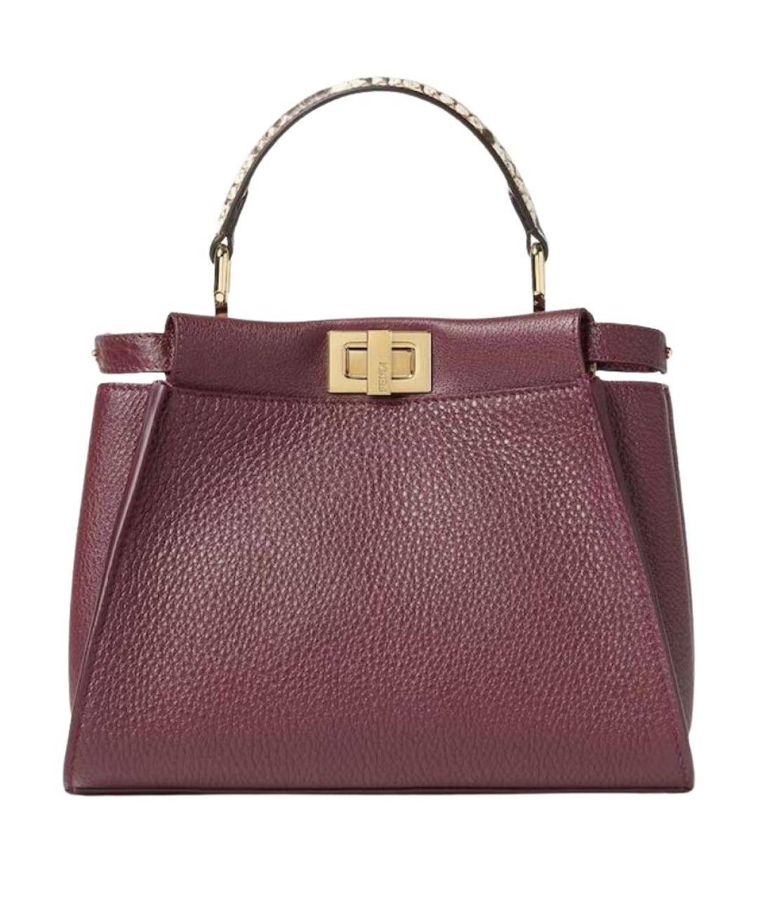 FENDI Бордовая кожаная сумка через плечо, фото 1