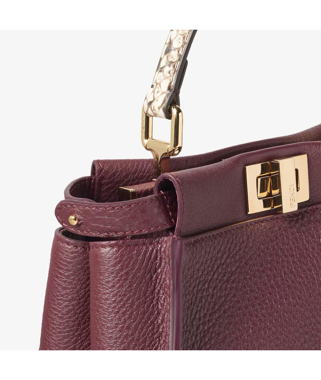 FENDI Бордовая кожаная сумка через плечо, фото 4