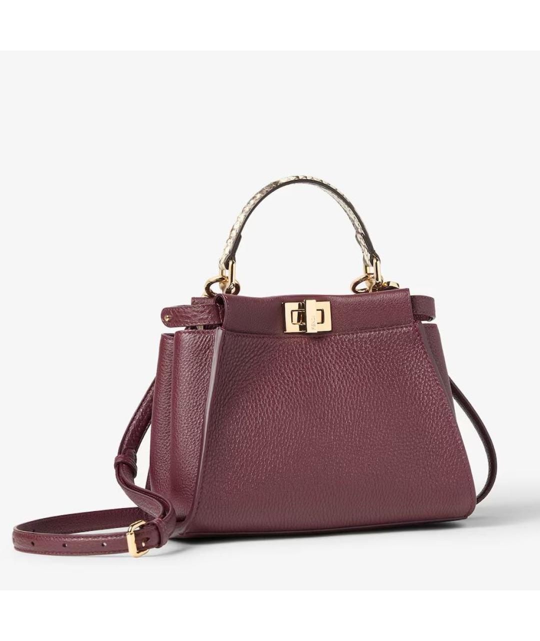 FENDI Бордовая кожаная сумка через плечо, фото 2